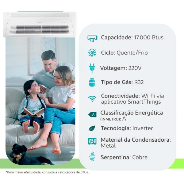 Ar Condicionado Split Cassete 1 Via Inverter Samsung Windfree R-32 17000 Btus Quente/frio 220V AC018DN1DKG/AZ - Image 5