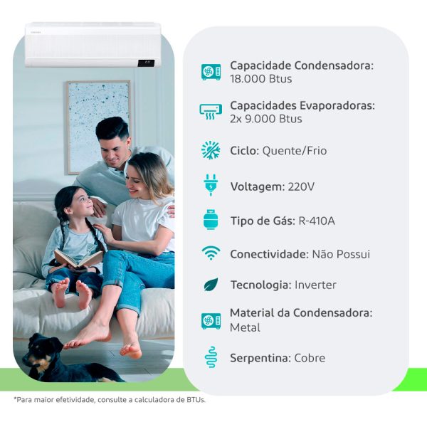 Ar Condicionado Multi Split Inverter Windfree Samsung 18000 Btus (2x Evap 9000) Quente/frio 220V - Image 5